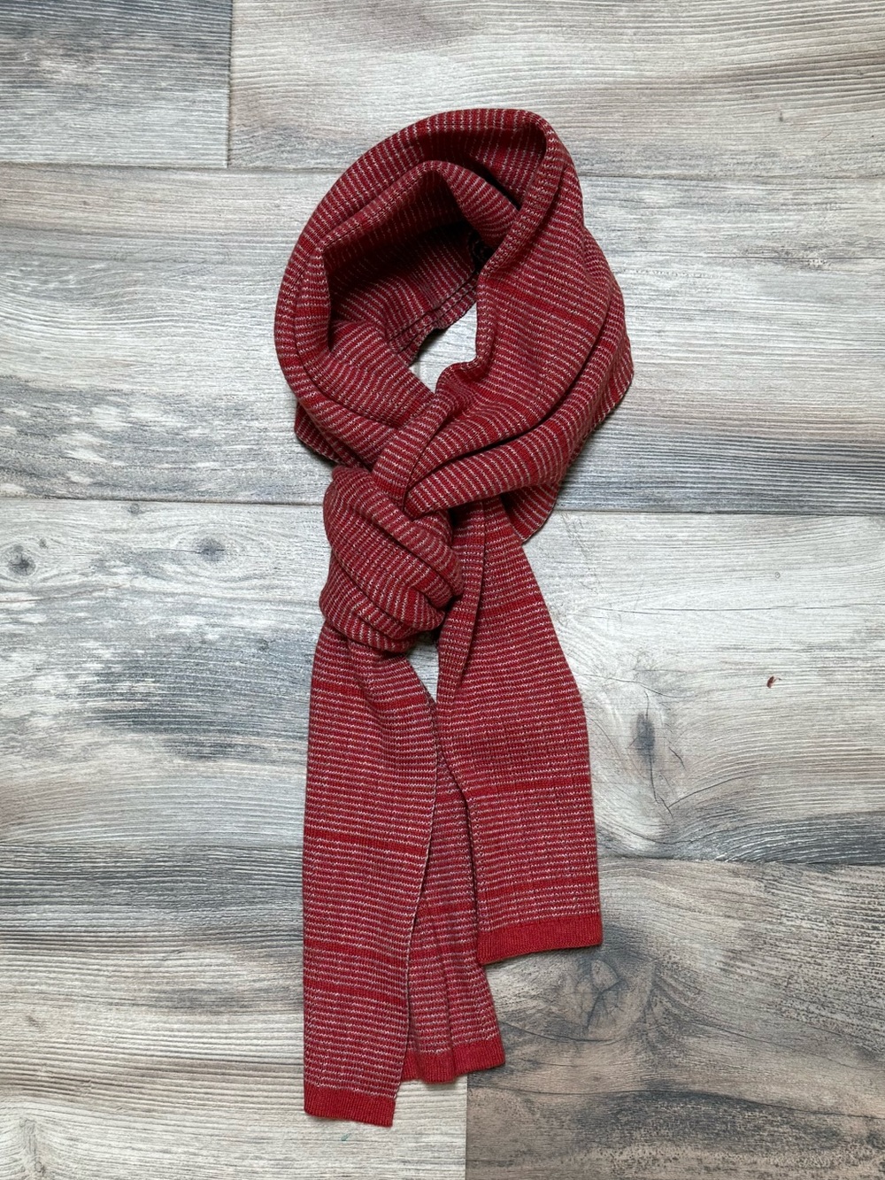 Banana Republic Red Striped Knit Scarf One Size Soft Wool Blend
